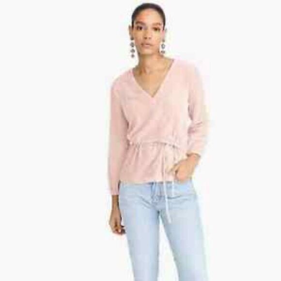J. Crew Velour Wrap Front Peplum Blouse - Picture 2 of 16